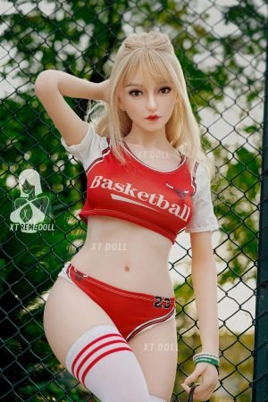 De 157 cm grote realistische siliconen liefdespop cheerleader Kimberly draagt een basketbaltrui-157 cm grote realistische siliconen liefdespop kimberley 1 mooie echte pop